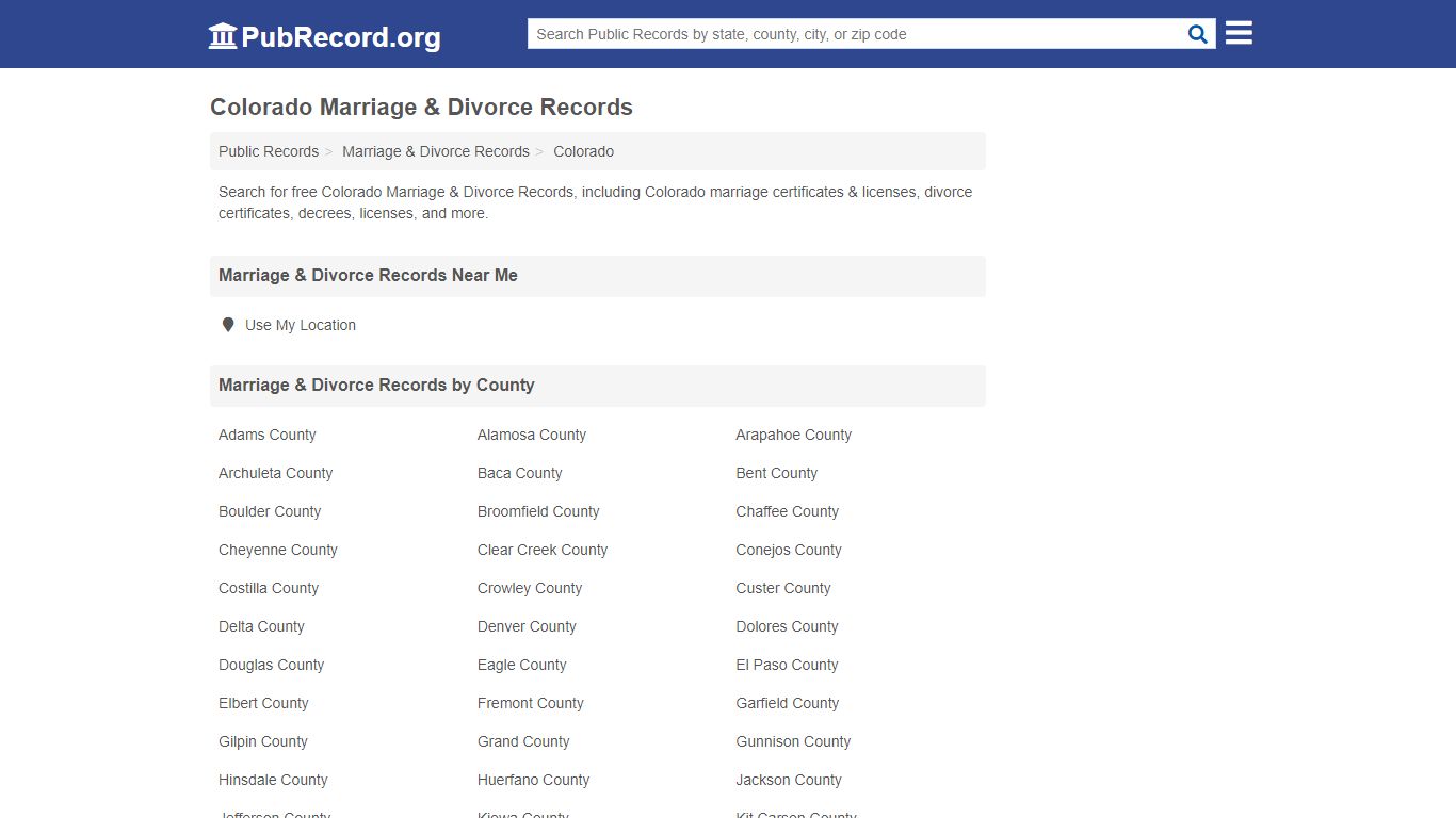 Free Colorado Marriage & Divorce Records - PubRecord.org
